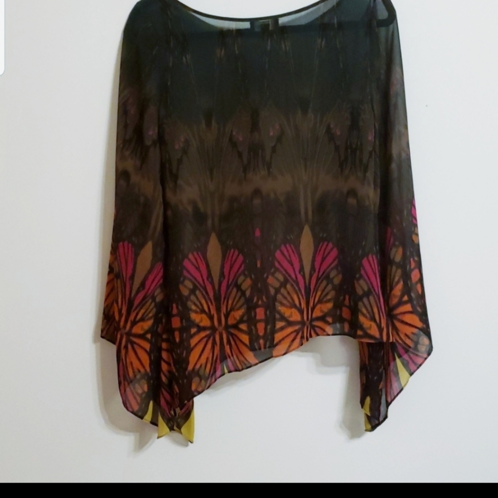 Bebe Sheer Multi Color Top...S - Picture 4 of 4